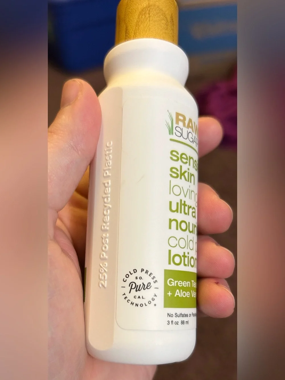 Sugar Raw Sensitive Skin Ultra Nourishing Lotion — White & Gold & Green